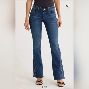 True Religion Womens Becca Mid Rise Bootcut Studs Jeans Size 34